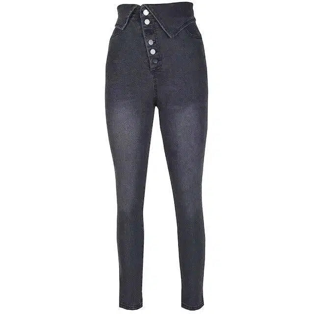 Button cuffed high-rise jeans-8