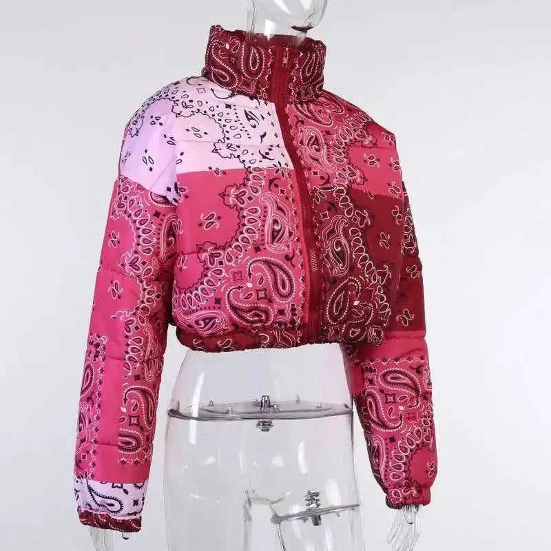 Casual all-match bread cotton jacket women-Red-2