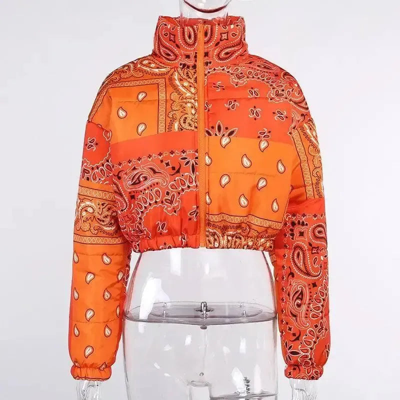 Casual all-match bread cotton jacket women-Orange-5
