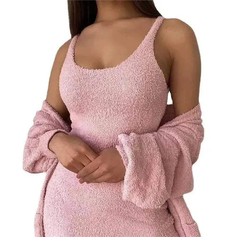 Casual Cotton Slip Dress Suit-5