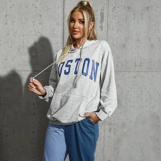 Casual Hooded Trendy Letter Sweater-1