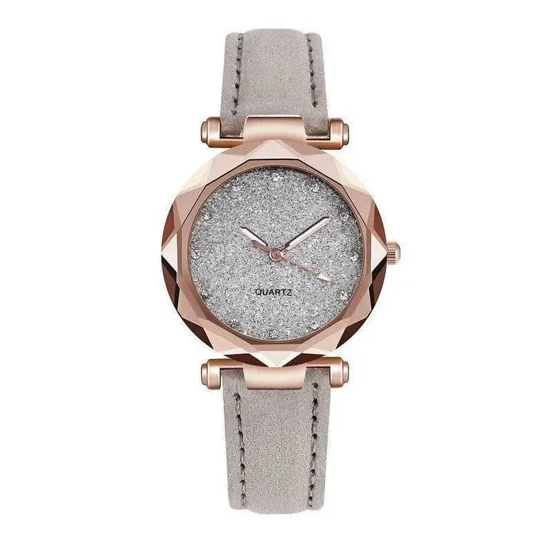 Casual Women Romantic Starry Sky Wrist Watch Leather Rhinestone Designer Ladies Clock-9
