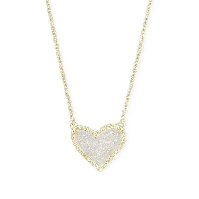 Heart-shaped Necklace Adjustable Peach Heart Natural Stone Clavicle Chain Love Necklace For Women Valentine's Day-5
