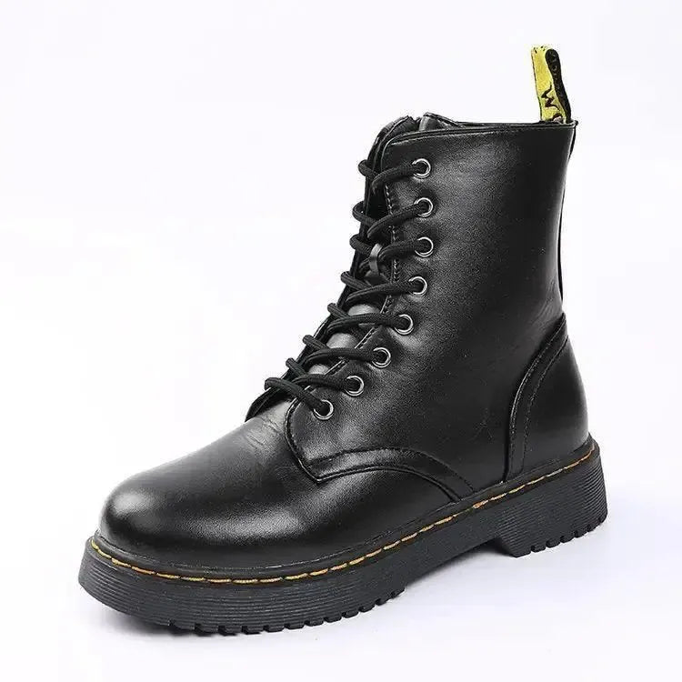 Couple Martin Boots Women Black Sewing-4