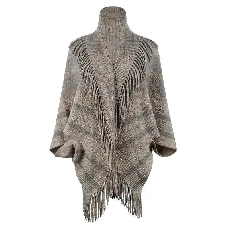 Cross-border Foreign Trade Tassel Inverness Female-Khaki-6