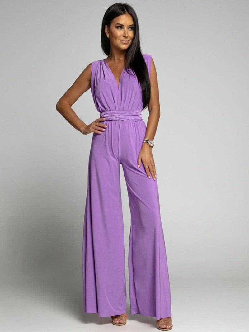 Deep V-neck Sleeveless Backless Siamese Suit 2XL / Skin Color-S-3