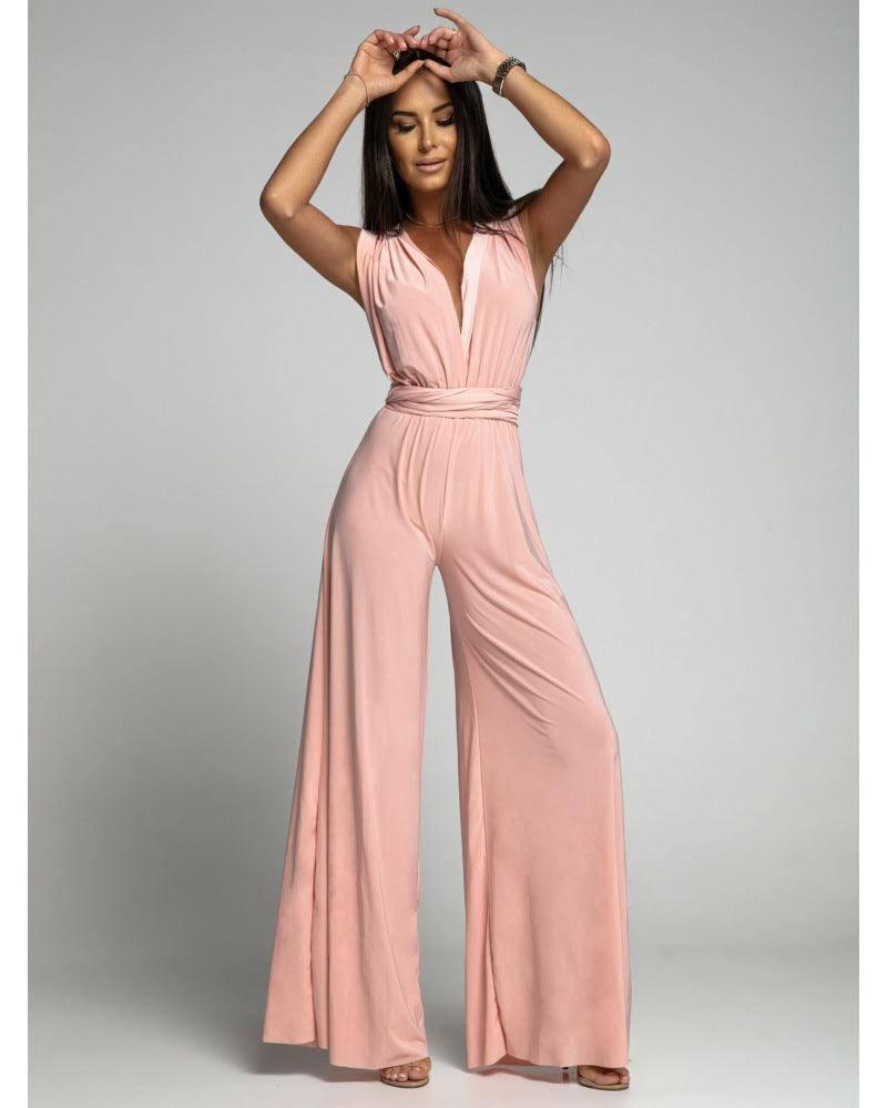Deep V-neck Sleeveless Backless Siamese Suit 2XL / Skin Color-S-5
