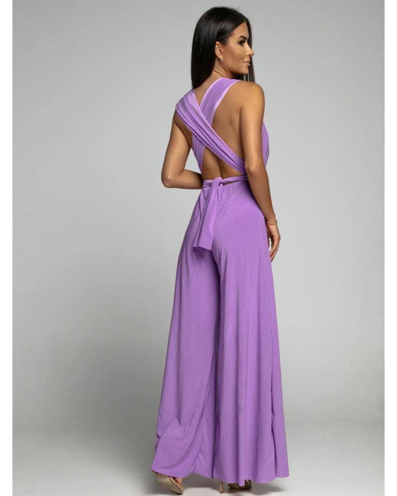 Deep V-neck Sleeveless Backless Siamese Suit 2XL / Skin Color-6