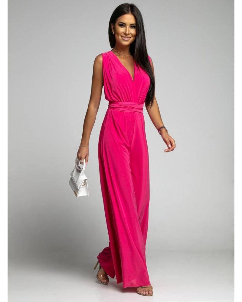 Deep V-neck Sleeveless Backless Siamese Suit 2XL / Skin Color-S-7