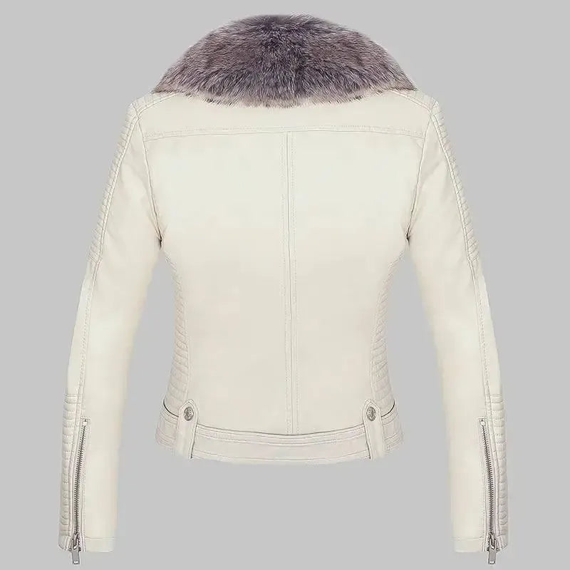 DETACHABLE FUR COLLAR WARM FAUX LEATHER JACKET-8