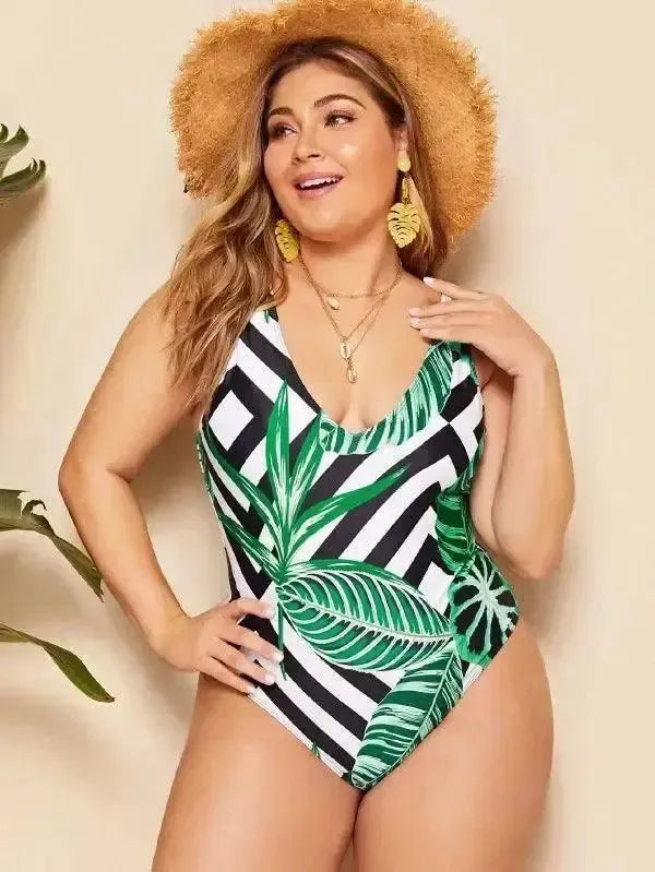 Digital printing plus fat one-piece swimming-2
