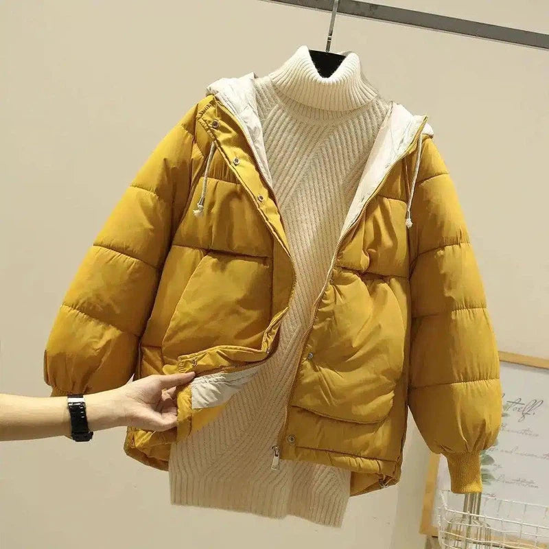 Down Jacket Hooded Warm Jacket Casual-Yellow-3