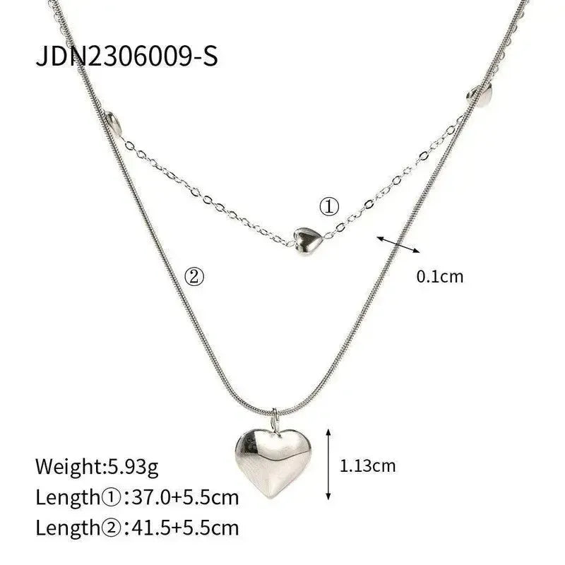 Love Double-layer Necklace 18K Gold-plated Collarbone Necklace-4