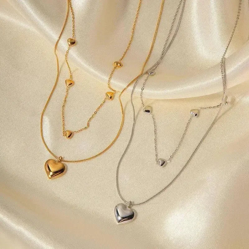 Love Double-layer Necklace 18K Gold-plated Collarbone Necklace-5