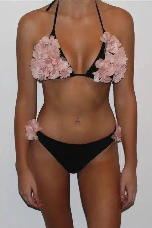 Europe and America beach beach three-dimensional flower-Black-1