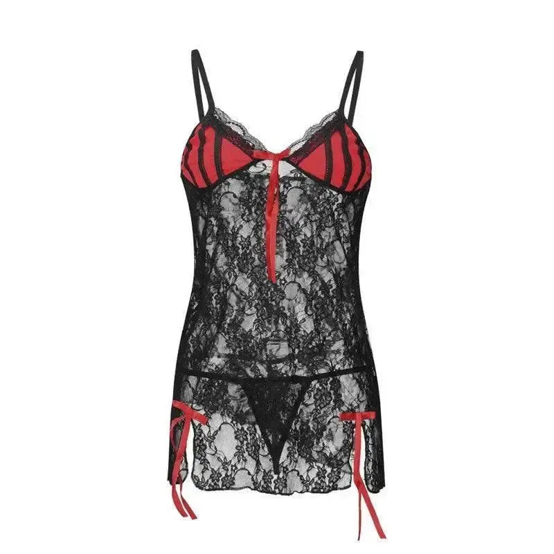 European and American Lingerie See-through Plus-Red-3