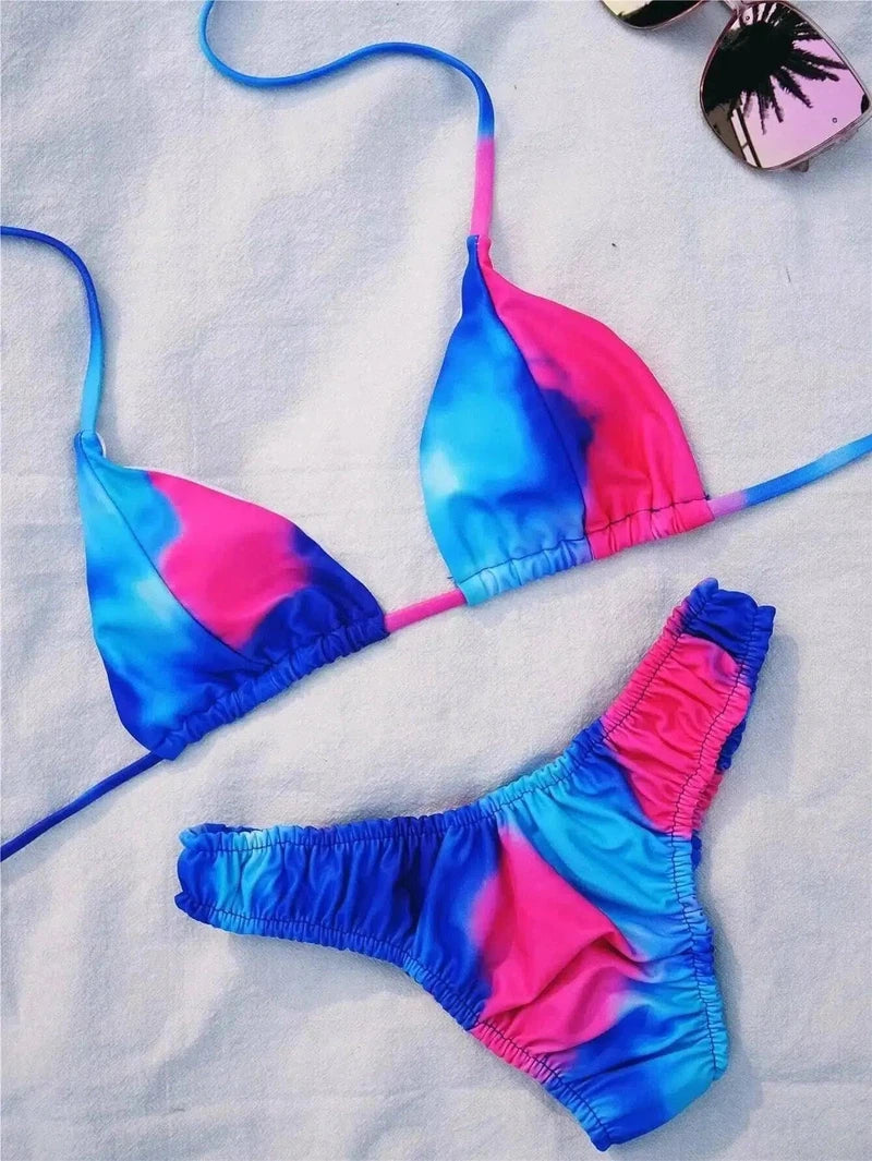 European And American Fashion Print Rainbow Stripe-Three-3