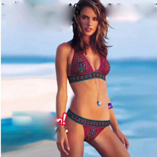 European And American Foreign Single Bikini Ethnic-Red-1