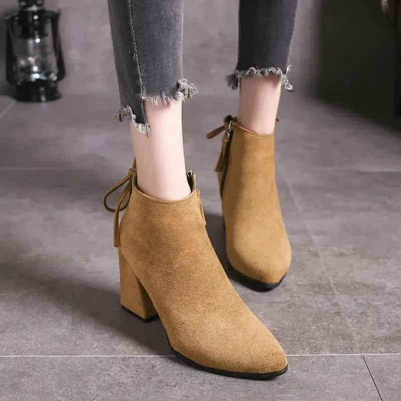 European And American Martin Boots Pointed High Heels Plus-Yellow-4