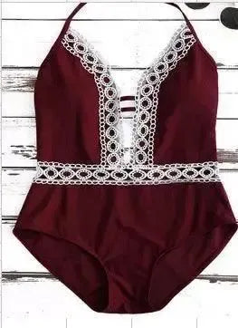 European and American deep V bikini-Red-5