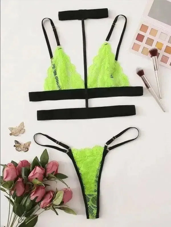 European And American Three-point Lingerie-Green-2