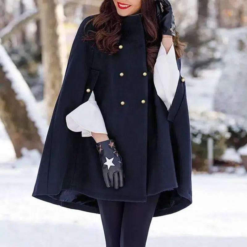 Fashion Casual Women's Loose Woolen Cloak Coat-9