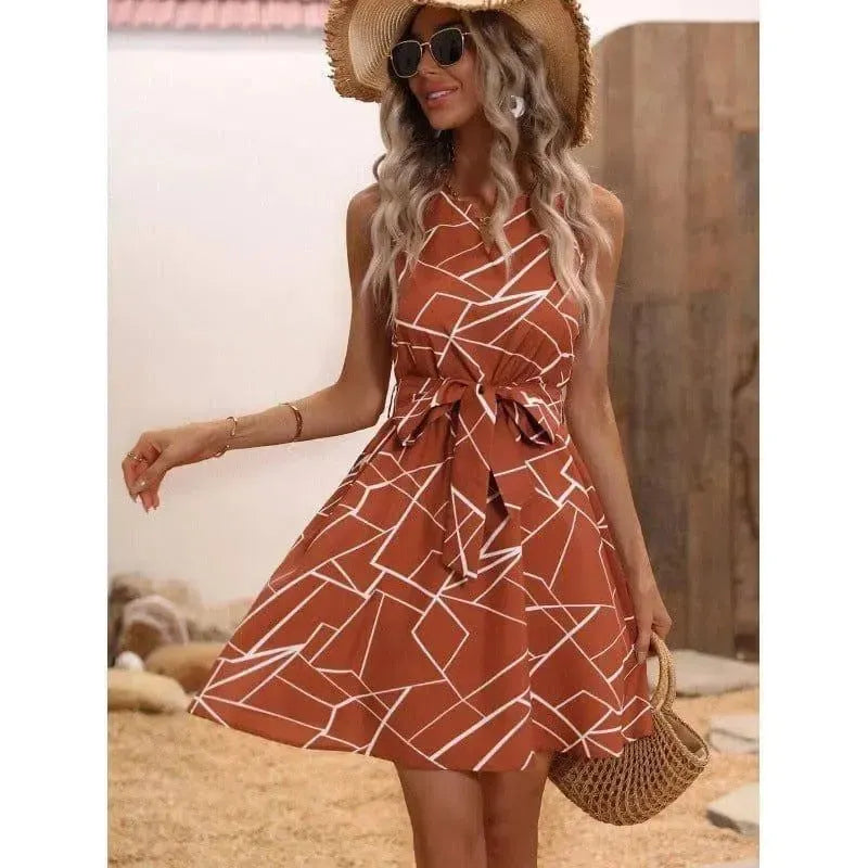 Fashion Sleeveless Printed Women's Dress-4