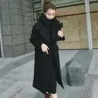Fashion Solid Color Thick Pocket Women Autumn Winter Warm-black-4