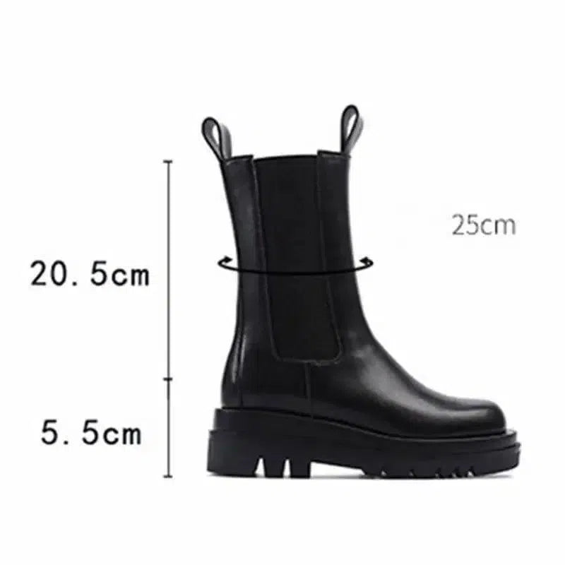 Fashion thick-soled smoke tube boots women-Black-8