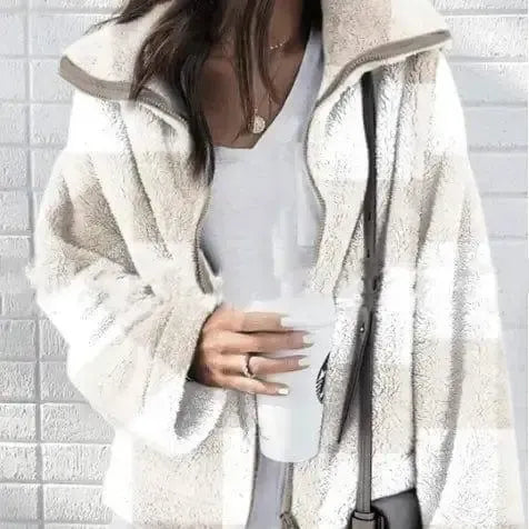 Fashionable And Versatile Woolen Coats In Contrasting Colors-White-1