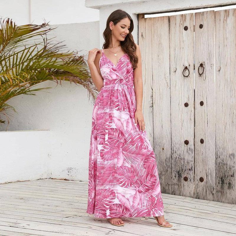 Flowers Long Dress Summer Swing Holiday Beach Dress-5