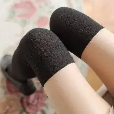 Four seasons thin splicing stockings-Color black-5