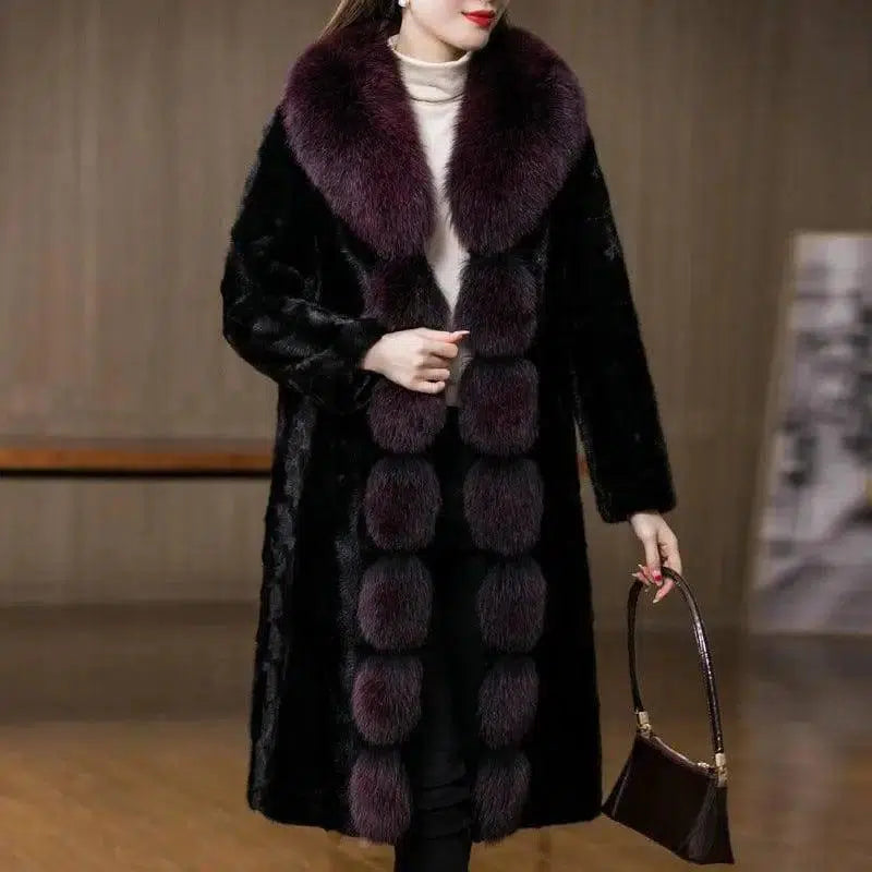 Fox Fur Collar Mink Women's Coat-7