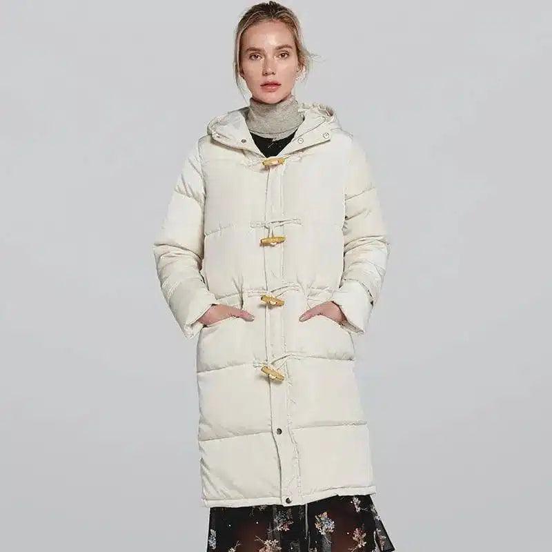 Hooded Insulated Winter Coat for Women-white-2