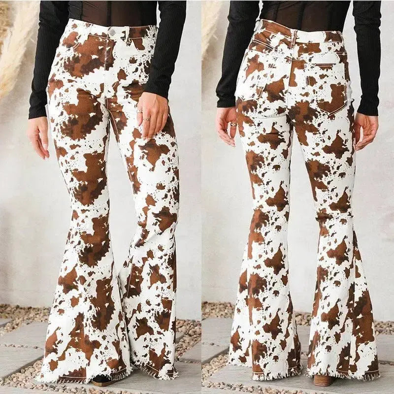 High Waist Horn Tasseled Jeans-9