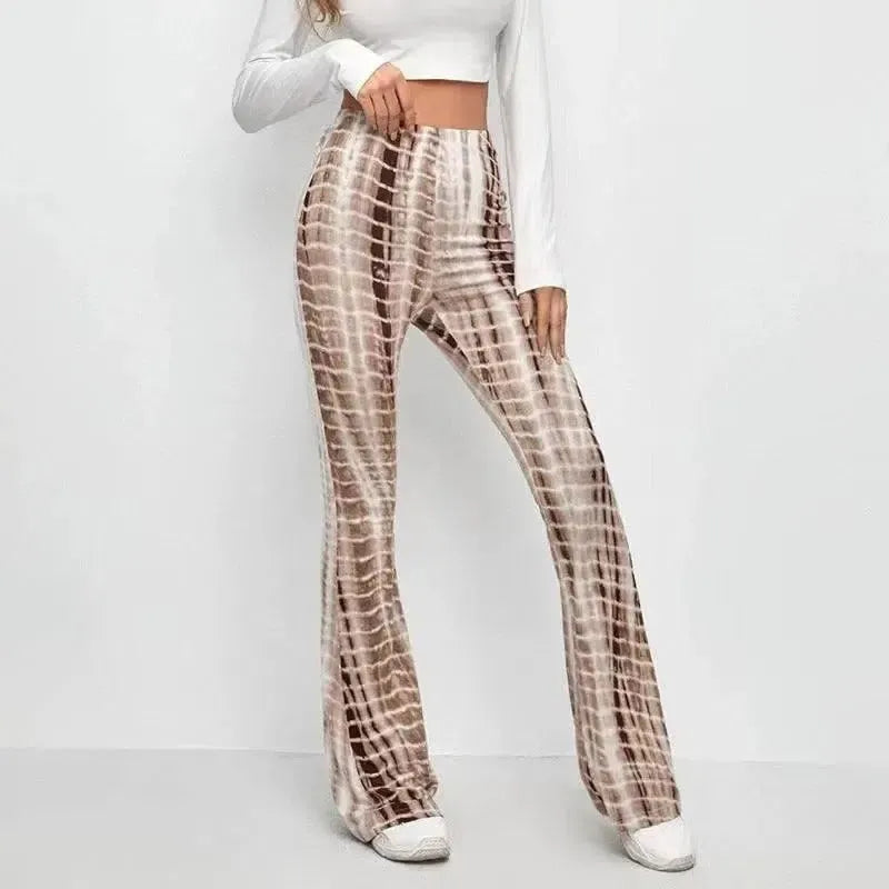 Hip Retro Printed Bootleg Pants Casual Pants-Style 9-1