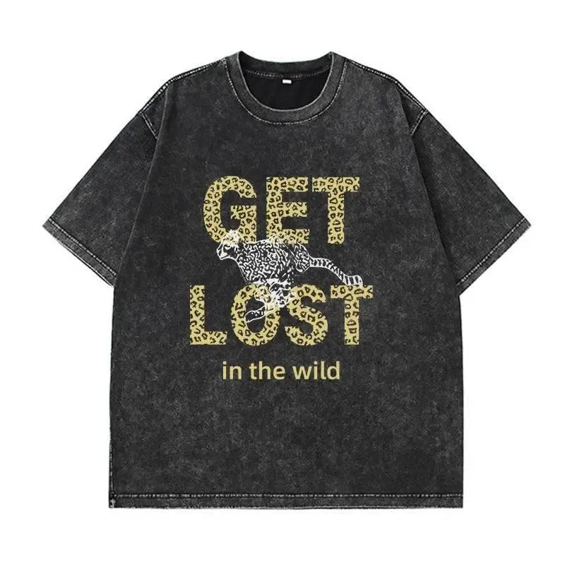 Hirsionsan Acid Washed T Shirt Women Vintage Cotton T-shirts-Black14-15