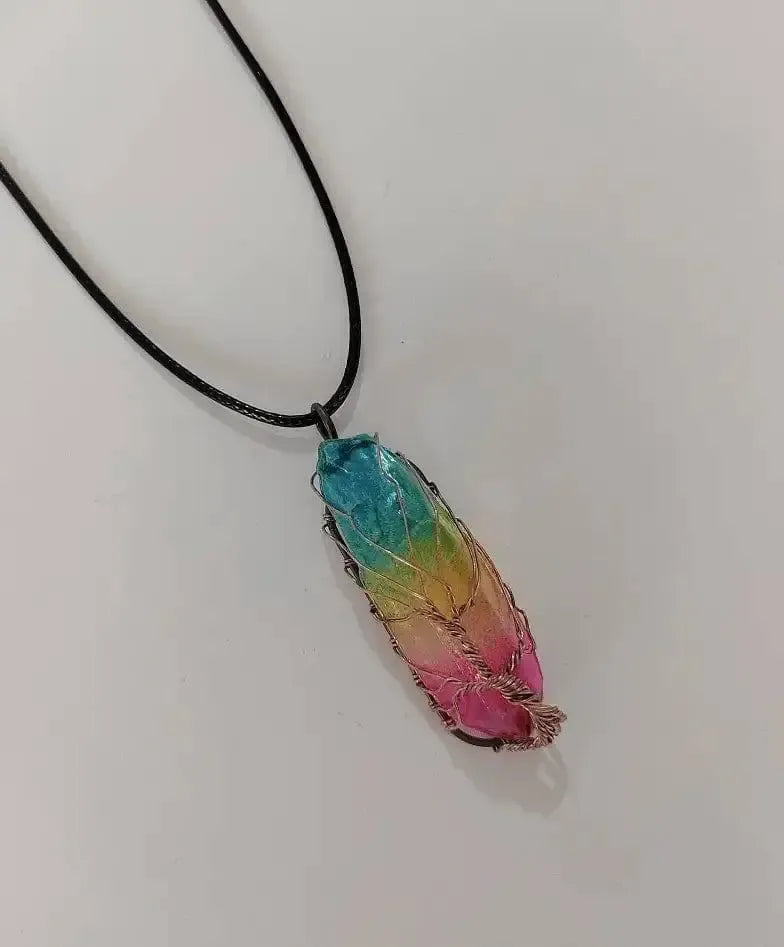 Hot Selling Stone Crystal Pillar Tree Of Life Pendant In-Colorful-4