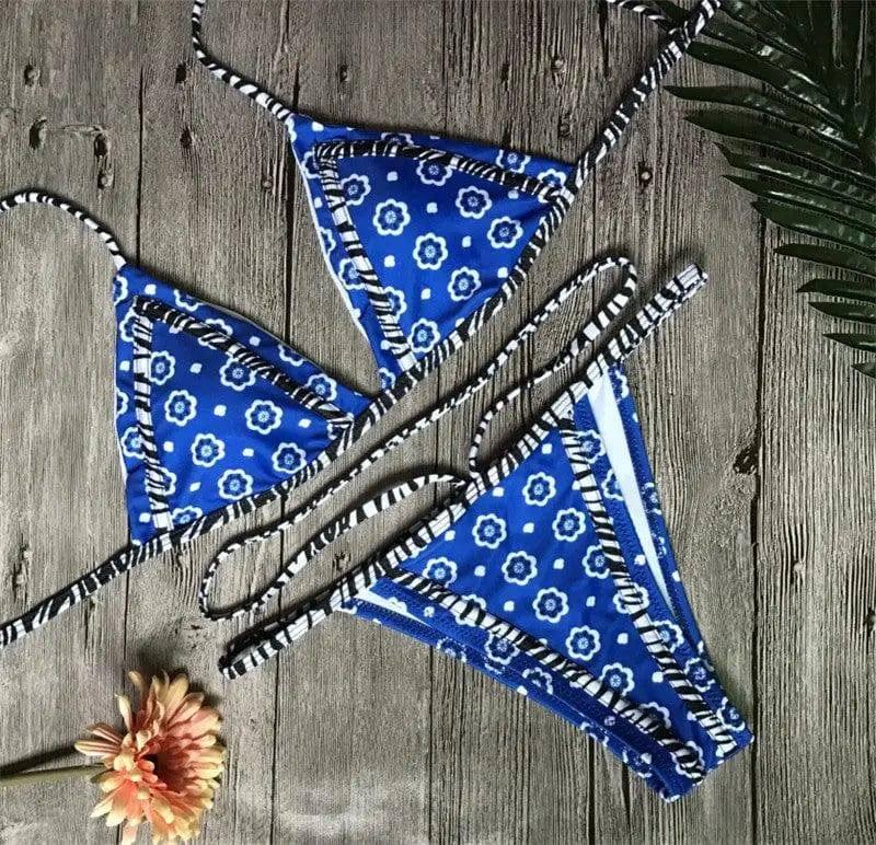 Hot Swimwear Bandage Bikini blue Beach Swimwear Women-2