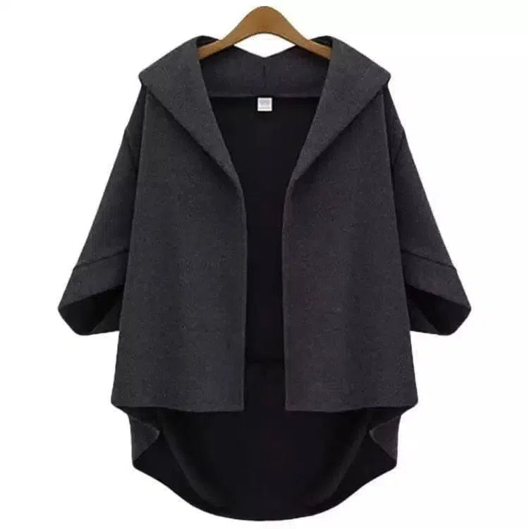 Ladies Fashion Woolen Three-quarter Sleeve Jacket-Grey-5