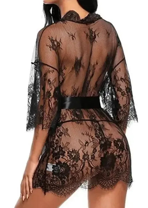 Ladies kimono-style lingerie-Black-5