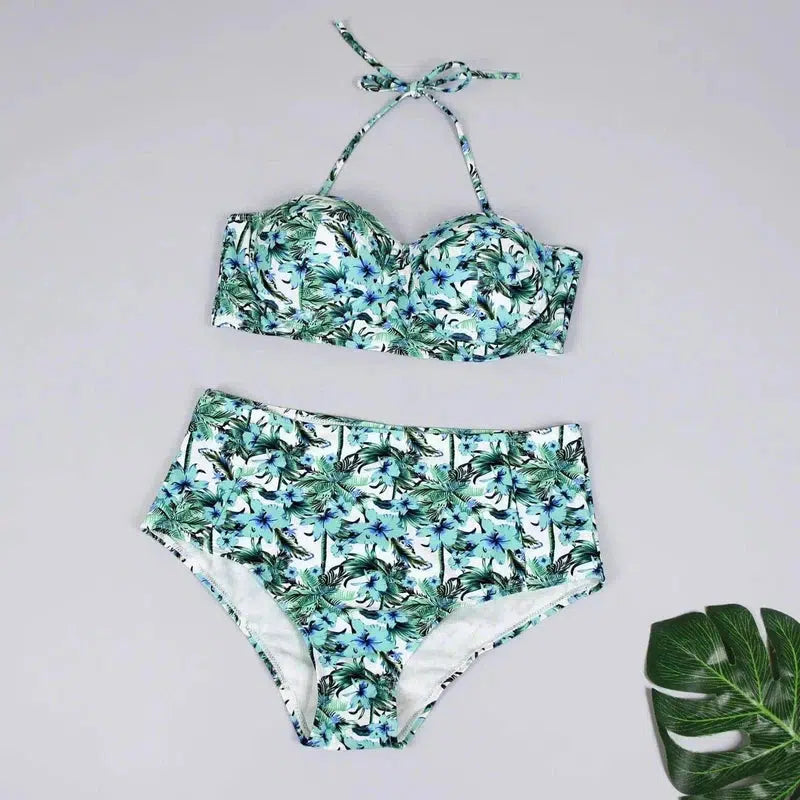 Ladies Swimsuit Fashion Print Ladies Split Swimsuit-E-5