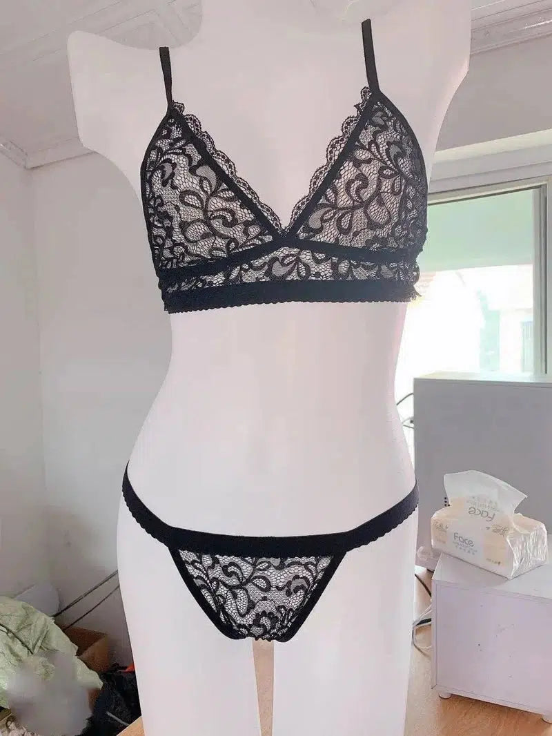 Ladies Lace Three-Point Bra Sling -Black-5