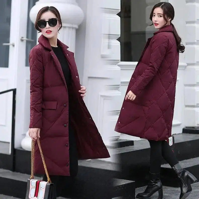 Lightweight down collar cotton jacket suit tide-Red wine-4