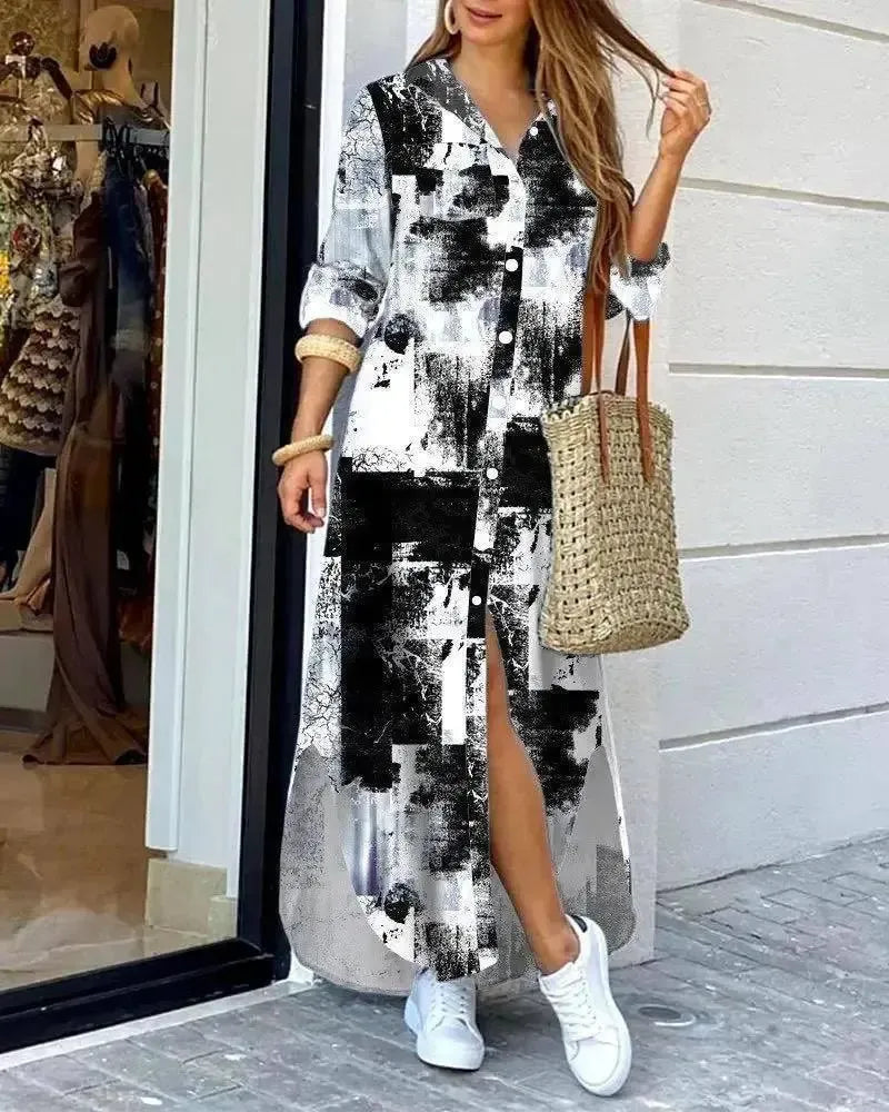 Long Sleeve Boho Maxi Dress - Casual Spring/Autumn Fashion-STYLE9-7