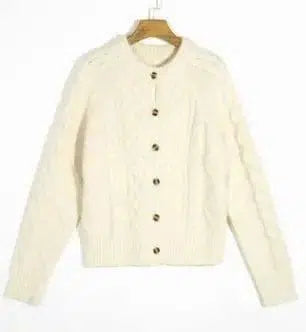 Long sleeve sweater coat-Beige-1