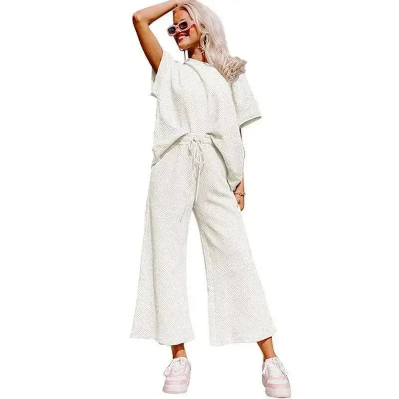 Loose Short Sleeve Trousers Suit-9