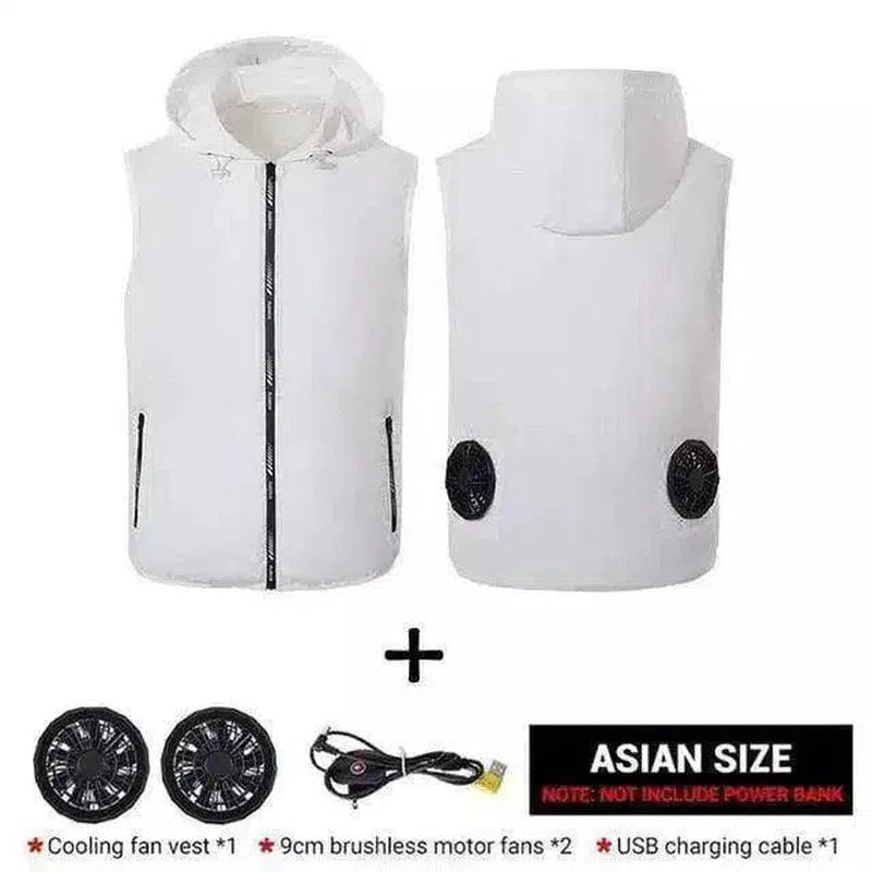 Insulated Zip-Up Hooded Vest-White-2