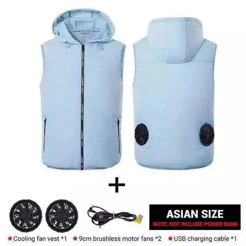 Insulated Zip-Up Hooded Vest-Blue-3