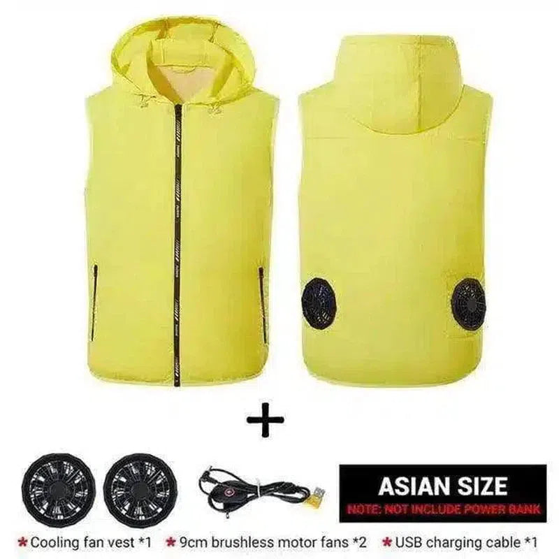 Insulated Zip-Up Hooded Vest-Yellow-4